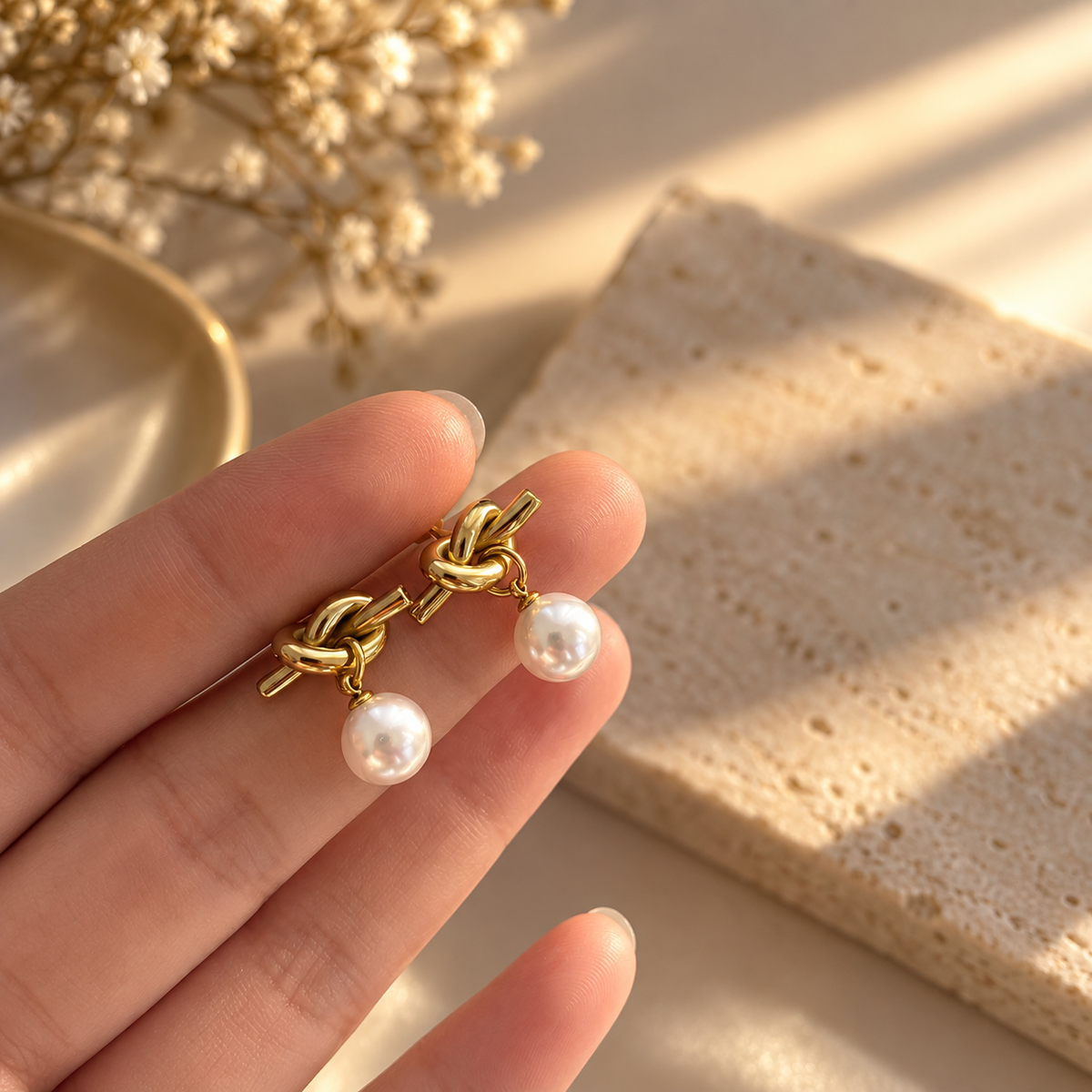 Knot & Pearl Earrings