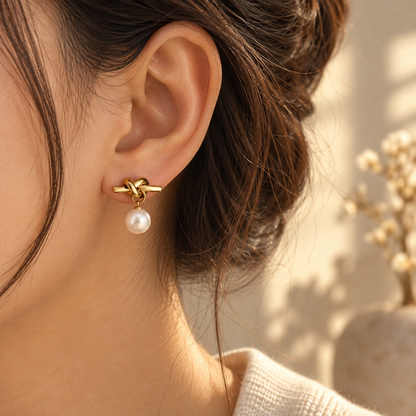 Knot & Pearl Earrings