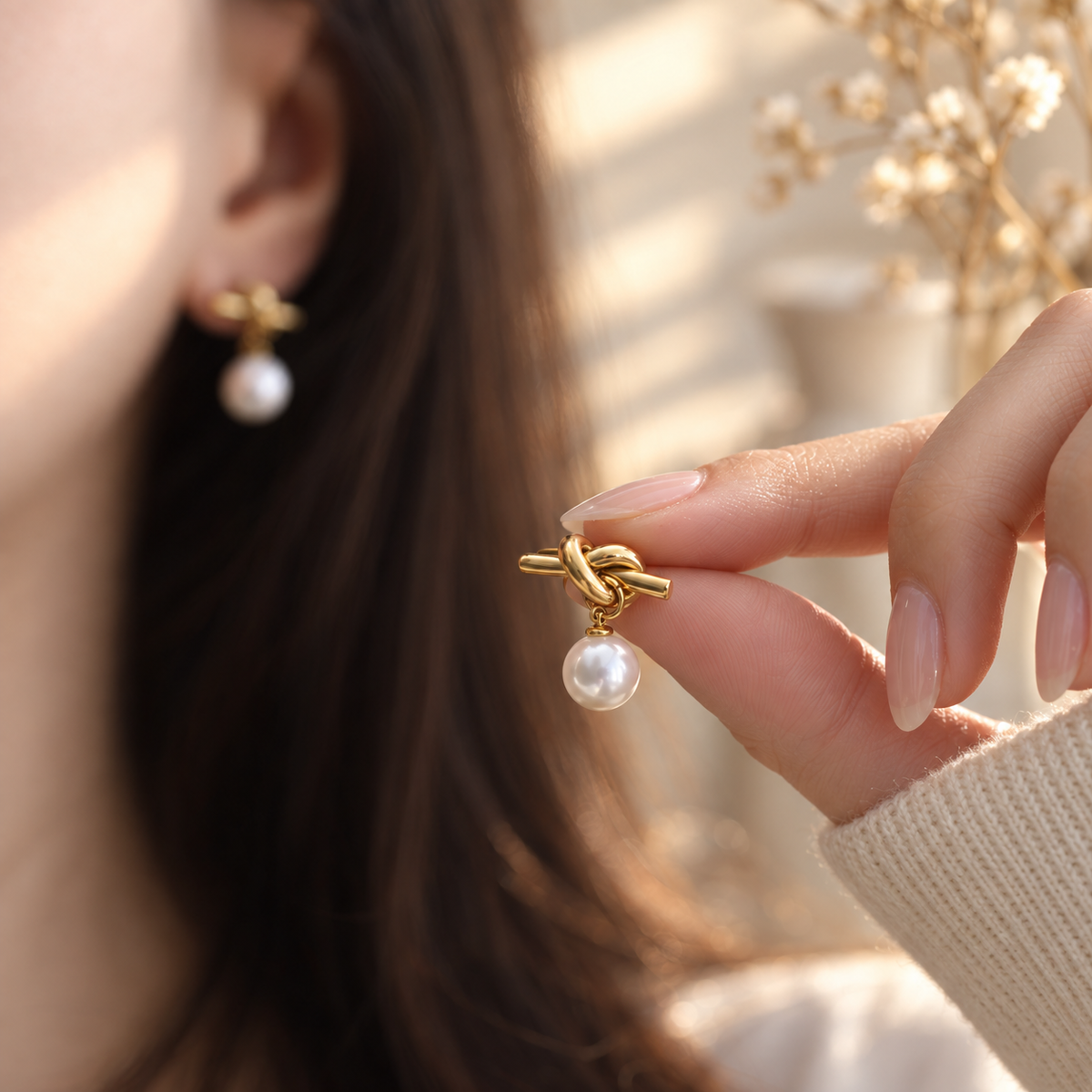 Knot & Pearl Earrings