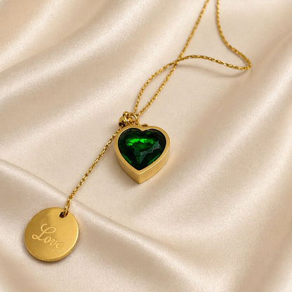 Emerald Heart Drop Necklace